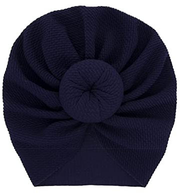 Baby Mütze Neugeborene, Baby Turban Hüte Weich Baumwolle Elastische Stretch Stirnbänder Baby Mädchen Knoten Stirnband Krankenhaus Hut Headwrap Bohemia Donuts Cap Haarbänder Taufe Headwrap,Dunkelblau