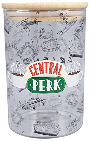 FRIENDS Glass Storage Jar - Officially Licensed - Central Perk - Storage Jar With Lid