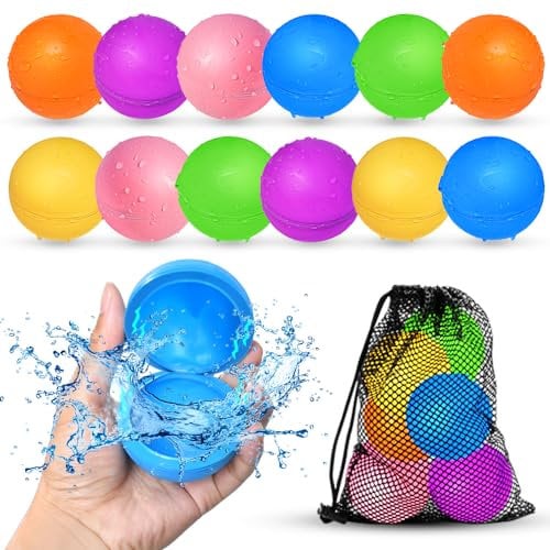 12 Pcs Globos de agua reutilizables para niños, juguetes acuáticos de verano para niños y niñas, juguetes de playa para piscina para fiesta de verano