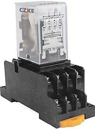 MURVE Zwischenrelais HH62P LY2NJ 10A mikrokleines elektromagnetisches Relais AC/DC12V24V AC110V 220V 380V mit 8 Pins Sockelsockel PTF08A (Farbe: mit Steckdose, Größe: AC 12V)