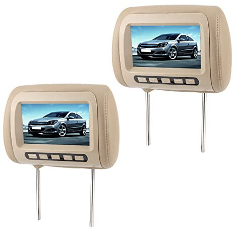 KOSDFOGE Auto Kopfstützen Player, Dual Kopfstützen Bildschirm, 2 Stück, 7 Zoll, Drahtlose Steuerung, Verstellbare Kopfstütze, LCD Videoplayer, MP5 Display, Braun