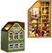 DIY Puppenhaus Kit, CUTEROOM Miniatur Puppenhaus Kit mit Möbeln und LED-Lichtern, DIY Mini Kaninchen Holz Puppenhaus Miniatur Gebäude Stadt Kits für Frauen Mädchen Geburtstagsgeschenke (Graues Haus)