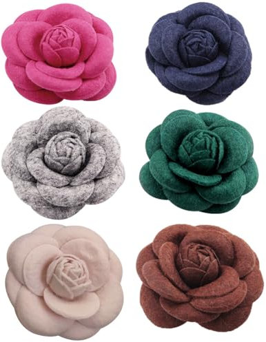 URFEDA 6pcs Fleur Broche Corsage Tissu Camélia Broche Vintage Broche Pince Veste Pull Bijoux Cadeau pour Vêtements Sacs à Dos Décor Mariage Noël Femme Vetement Décoration Accessoires Type 2