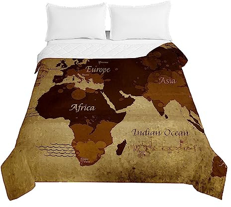 Chickwin Tagesdecke Bettüberwurf Steppdecke, Kontinente Erde Druck Sommer Tagesdecken mit Präge Wohndecke aus Gesteppt Bettdecke Bettbezug für Einzelbett Doppelbett (220x240cm,Afrika)