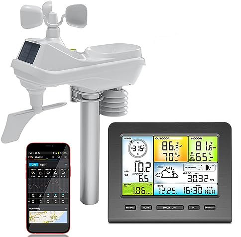OSMARI Weather Station 5 In 1 Wireless WiFi Weather Forecast Anemometer Rain Gauge Indoor and Outdoor Temperature and Humidity