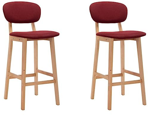 WRJENFSC Barhocker Schminktisch Stuhl Frühstückshocker Büro Hocker Konversationsstuhl 2 STK. Weinrot Stoff Geeignet für Esszimmer, Arbeitszimmer, Restaurant, Coffee Shop
