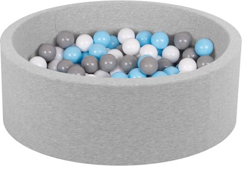 Petsona Piscine pour Chien À Balles Baignoire pour Chien Chat Animal Ronde en Mousse, Gris Clair: Gris/Blanc/Babyblue