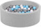 Petsona Piscine pour Chien À Balles Baignoire pour Chien Chat Animal Ronde en Mousse, Gris Clair: Gris/Blanc/Babyblue
