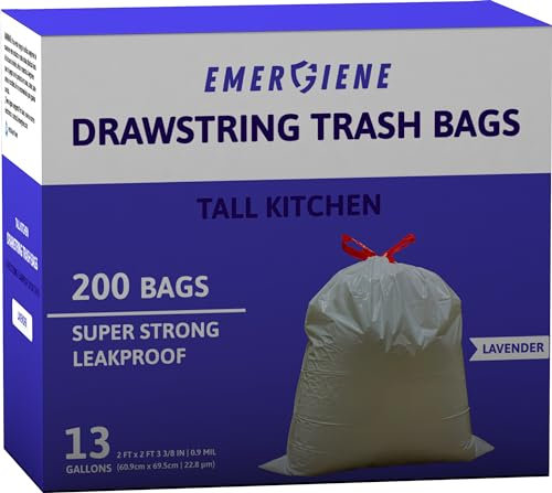 Emergiene Sacs poubelle avec cordon de serrage Lavande