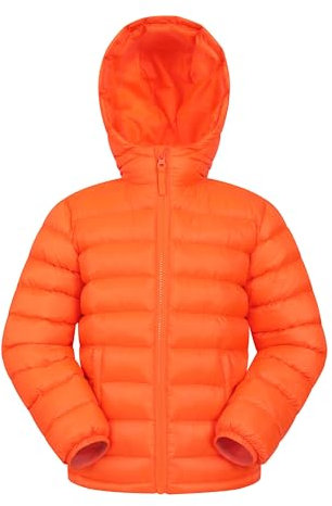 Mountain Warehouse Seasons Steppjacke für Kinder - Ultraleichte, warme, wasserdichte Steppjacke. Jungen & Mädchen Winterjacke mit Kapuze & Reißverschluss Neon-Orange Kinder 140 DE (9-10 Jahre)
