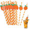 ChAusa 50 Pièces Pailles Papier,Pailles en Papier Kraft, Pailles Biodégradables,Pailles Rayées Orange et Blanches,Paille en Carton pour les Anniversaires,Mariages,Noël (Couleur Orange)