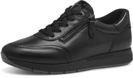 Tamaris Comfort Damen Sneaker flach zum Schnüren mit Reißverschluss, Schwarz (Black Uni), 42 EU