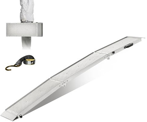 LEMNISCATE Folding Loading Ramp - Tri-Fold Ramp - Aluminium Truck Ramps for Dirt Bikes, Lawn Mowers, Snow Blowers, Quads, Trucks - Lightweight & Portable - 89 * 11, 600LBS Capacity, 1PC, Silver