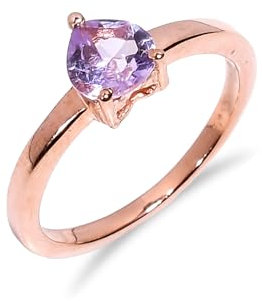 HIMALYA QUARTZ 925 Silberring für Frauen Solitär Statement Ring Ethno Vintage Edelstein Ring Natur Rosa Amethyst Herz Form Schliff Stein Hochzeit Verlobungsring