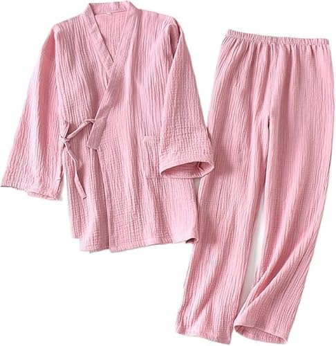 Ensembles de pyjama pour femmes, 2024 Kimono ensemble 100% coton pyjamas deux pièces Couple lâche hommes et femmes sueur vapeur costume service à domicile ensemble 