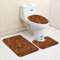 Bad Teppiche Set 3-Teiliges Retro Braun WC Vorleger Mit Ausschnitt Badematte Saugfähig WC Deckelbezug Badvorleger rutschfest Waschbar Toilettensitzbezug Badgarnitur (50x80cm)