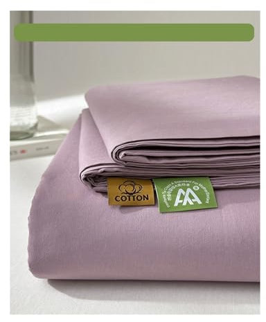 Bettlaken Haustuch Betttuch aus 100% Gewaschener Baumwolle ohne Gummizug Superweiche und Atmungsaktive in vielen Größen und Farben(Purple,200x230cm+48x74cm x2)