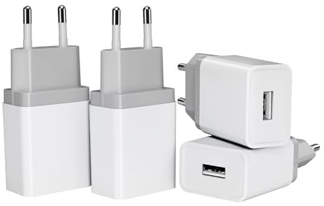 Lot de 4 Chargeur USB 12W 5V/2,4A Bloc Prise USB Adaptateur USB Chargeur Murale USB Prise Secteur USB Compatible avec iPhone Samsung Huawei Xiaomi OnePlus LG Chargeur Telephone Chargeur Universel