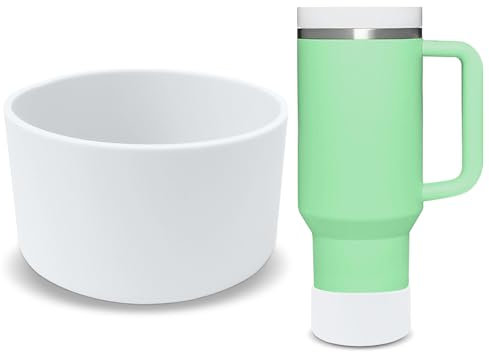 GHKLNY 2 fundas protectoras de silicona para Stanley Cup para botella de agua, cubierta inferior para Stanley Cup Quencher Adventure 40 onzas, 30 onzas, 20 onzas (blanco, 2 piezas, diámetro exterior: