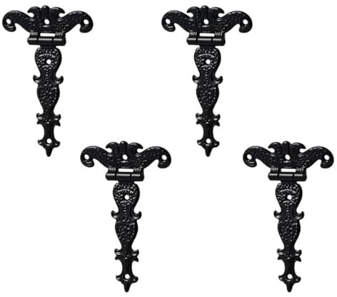 Wjelet Scharniere Schwarz Kreuzgehänge Klassische Dekorative, 11,3 cm, Robuste Zinklegierung, Scharniere, Antik, Schuppentürscharniere, 4 Stück