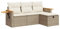 vidaXL 4-TLG. Garten-Sofagarnitur mit Kissen Beige Poly Rattan, Outdoor Sofa Set, Outdoor Sofagarnitur, Garten-Lounge-Set, Garten Sofagarnitur