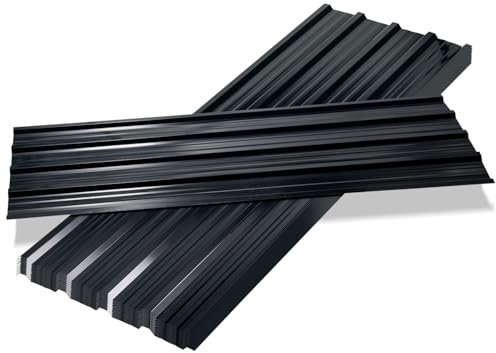 Vkechh 12er Set Stahlblech Dachplatten – 129x46 cm, 0,25 mm dick Trapezblech in Anthrazit mit Rostschutz, ideal für Dächer und Wandverkleidungen, 7 m²