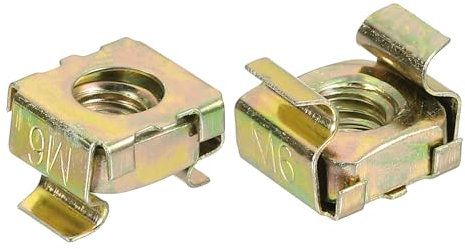 QUARKZMAN Tuercas enjauladas M6 para armario de servidor, de acero al carbono galvanizado amarillo, paquete de 5