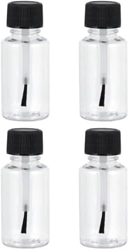 Opemg 4 Stück 20 ml transparente leere nachfüllbare Nagellackflaschen aus transparentem Glas mit Pinselkappe für Nagelkunst-Nagellackflaschen