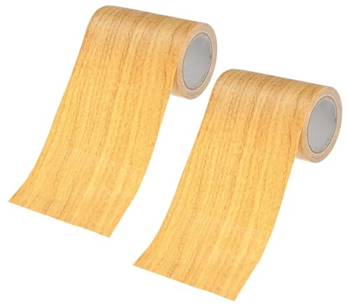 M METERXITY 2 Stück Klebeband Holzoptik, 80mm x 45.7m Zierleisten Selbstklebend, Kantenumleimer Möbelkantenband, Wasserdichtes Fußboden Reparaturband für Tische, Tür (Goldene Kamelkiefer)