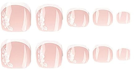 Faux ongles d'orteils à presser blancs artificiels pour ongles d'orteils complets manucure art décoration pour femme