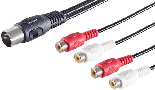 1aTTack.de 5x 0,2m 5 pol DIN Stecker auf 4 Cinchbuchsen Hochwertiges Audio Adapterkabel Vergossene Stecker Vernickelte Kontakte Perfekt für HiFi Musikanlagen Studio Equipment