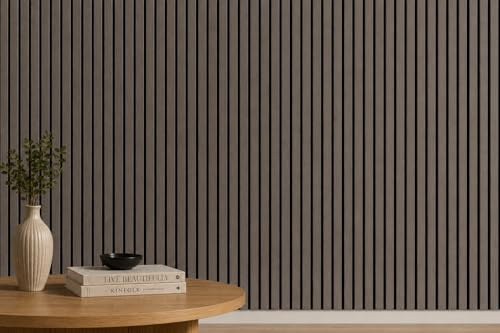 Acoustic Slatted Wall Panel Decorative Slat 3D Timber Oak Natural - 2400mm x 600mm (3X Panel Grey Oak 2400x600mm)