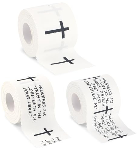lasuroa 3stk Christliches Handgelenkband, 5cm x 7m Kreuz-Sportband für Baseball Fußball Gymnastik Bibel-Inspiriert Sport-Handgelenkband für Athleten Religiös Unterstützung & Haltbarkeit (3 Stile)
