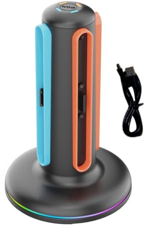 Aramox Ladedock für 2 mit 9 Modi Light Ladestation, die Dual -Side -Ladung mit LED -Indikationsantrieb Typ C USB -Kabel Unterstützt