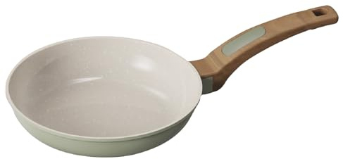 Cooksmart Signature 20cm Frying Pan, Cast Aluminium, Sage Green | PFOA & PFAS free, induction compatible, dishwasher safe, includes felt protector, suitable for all hob types