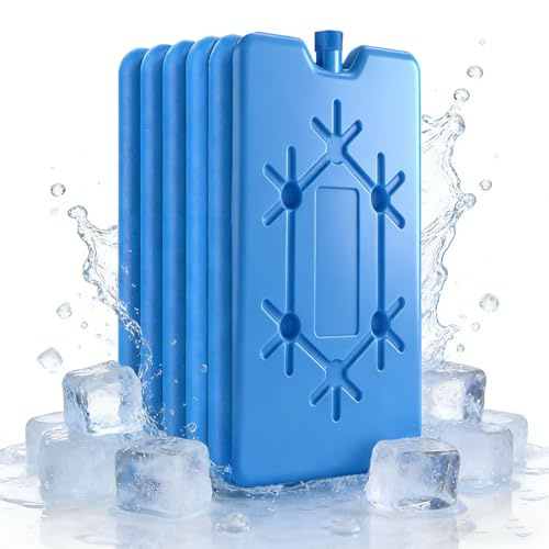 OKLSLA 6 Unidades Placas Hielo Nevera Portatil 200ml,Acumuladores de Frio Reutilizable Ultrafino,Acumuladores de Frío para Hielera & Camping, Picnic, Jardín, Aire Libre & de Viaje