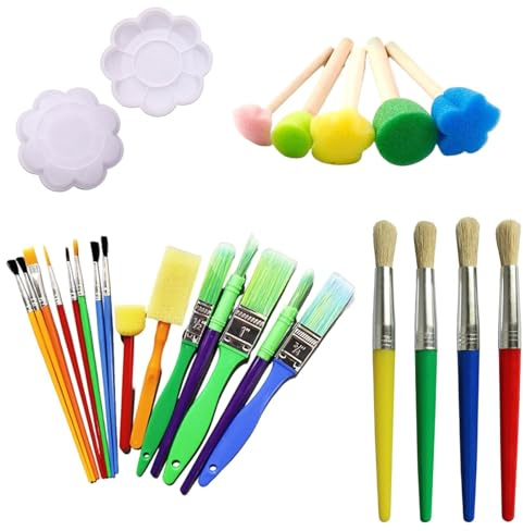26Pcs Paint Brushes Set for Beginners, Colorful Paint Brushes in Various Sizes, Early DIY Learning Paint Sets for Arts and Crafts, Paint Brushes for Aspiring Creators