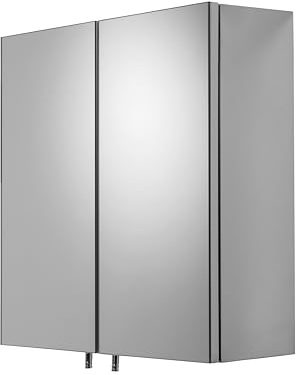 Croydex Avon 44 x 43cm Small Bathroom Mirror Cabinet - Pre-Assembled | Ideal for Small Bathrooms | Stainless Steel Carcass | 1 Fixed Shelf | Mirrored Doors with Pin Handle