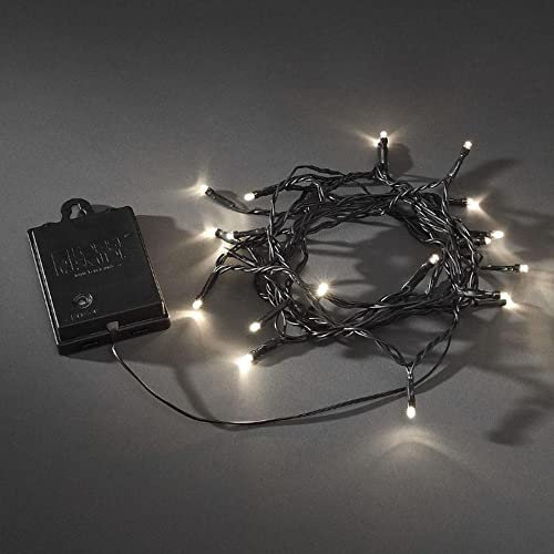 Konstsmide LED Lichterkette, mit an/aus Schalter, 6h Timer, 8 Funktionen, Memoryfunktion, 40 warm weiße Dioden, batteriebetrieben, Außen, schwarzes Kabel, schwarze Box, 4 x AA 1.5V (exkl.) - 3724-100