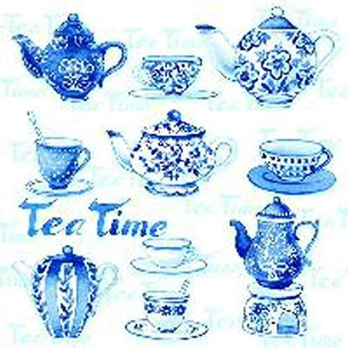 Ambiente Serviette Tea Moments Blue - Tee-Momente blau mit Aufschrift Teatime 20 Servietten pro Packung