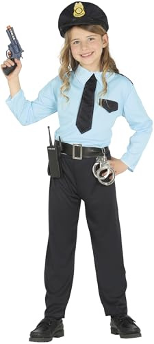 FIESTAS GUIRCA Polizei Kostüm Kinder 10-12 Jahre - Hellblaues Mädchen u. Jungen Polizei Kostüm - Polizei Uniform, Polizeimütze Kinder Karneval