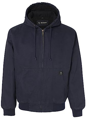 DRI Duck Cheyenne Men's Cotton Canvas Hooded Work Jacket, 5020, 3X-Large, Navy