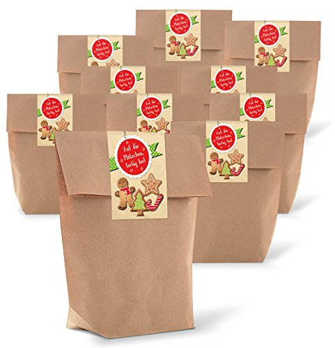 Logbuch-Verlag 25 braune Papiertüten mit Boden 14 x 22 cm x 5,6 cm - Weihnachten Tüten zum Befüllen aus Kraftpapier - Verpackung Plätzchen