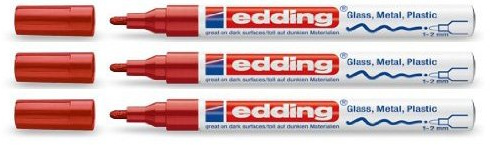 edding Glanzlack-Marker Creative 751 rot, 1-2 mm (3er Pack)