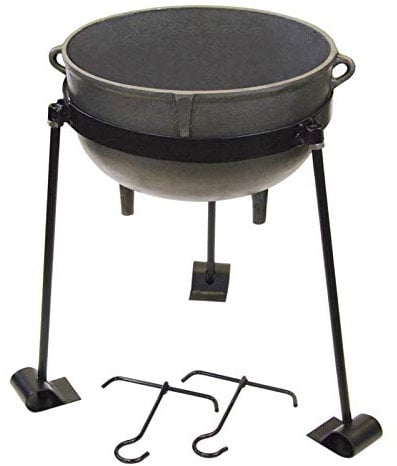 Bayou Classic Jambalaya-Topf aus Gusseisen, mit Deckel und Ständer, 1,8 l, Schwarz