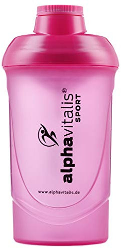 alphavitalis Protein Eiweiß Shaker 600 ml | Sport Fitness Bodybuilding | BPA frei | auslaufsicher | Schraubverschluss und Sieb für cremige Shakes | Pink