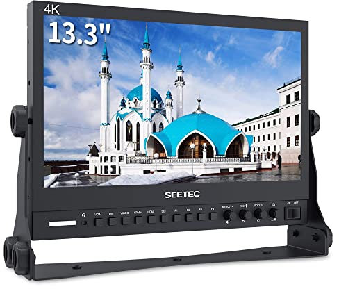 Seetec P133-9HSD Kamera Monitor Pro Broadcast 13.3 4K Ultra HD 1920×1080 Field Video LCD IPS-Bildschirm 1000:1 Hohes Kontrast mit 3G-SDI HDMI Video YPbPr DVI