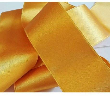 Ruban Satin Luxe Largeur 50 mm double face Coloris Doré Or longueur 3 mètres