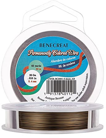 BENECREAT 197 Feet/ 66 Yard Copper Wire 26 Gauge Tarnish Resistant Antique Bronze Copper Wire for Jewelry Making Bracelet Necklace Supplies