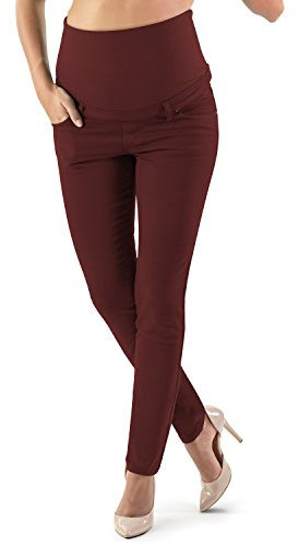 Milano - Jean Grossesse et Femme Enceinte, Coupe Slim Bandeau Haut Stretch et Confortable - Idèal Tout au Long de Votre Maternité (L - 42, Vin)